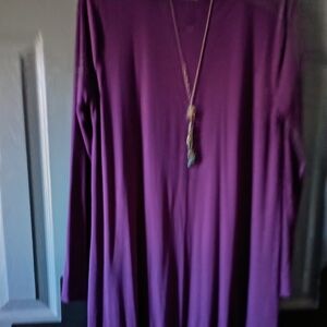Purple Long Sleeve Dress And Jewelry